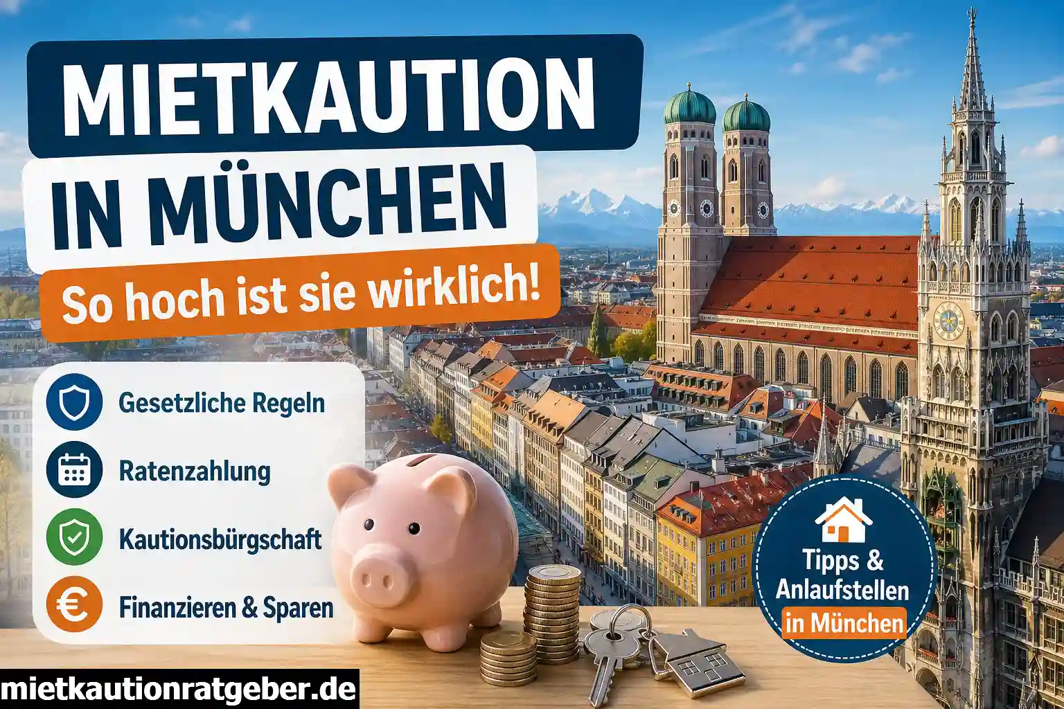 Moderne Mietwohnung in München mit Unterlagen zur Mietkaution und einem Schlüssel auf dem Tisch